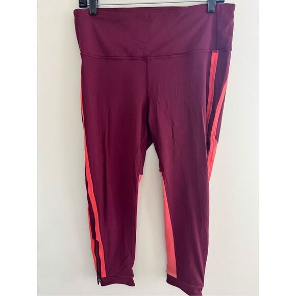 Lululemon Zip The Line Crop 23" Leggings High Rise Reflective Deep Ruby Coral 12 - Picture 8 of 10